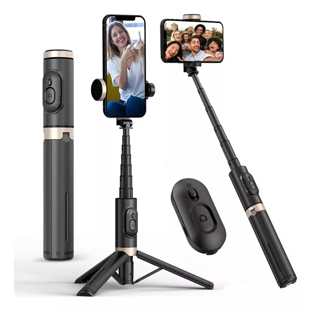 Q12S Foldable Wireless Selfie Stick Bluetooth Monopod with Remote Shutter Fill Light Tripod for iPhone Android Huawei 2024 NEW