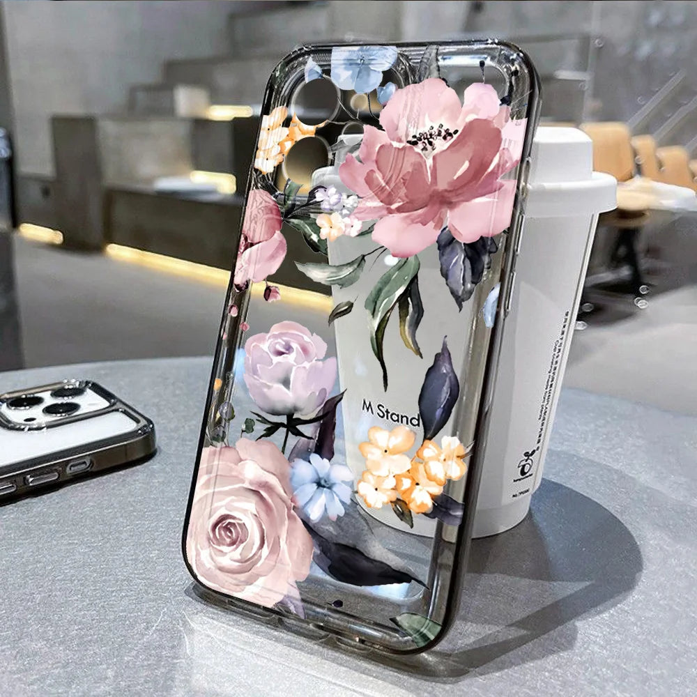 Lotus Flower Transparent Phone Case For iPhone