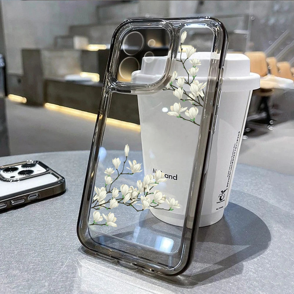 Lotus Flower Transparent Phone Case For iPhone