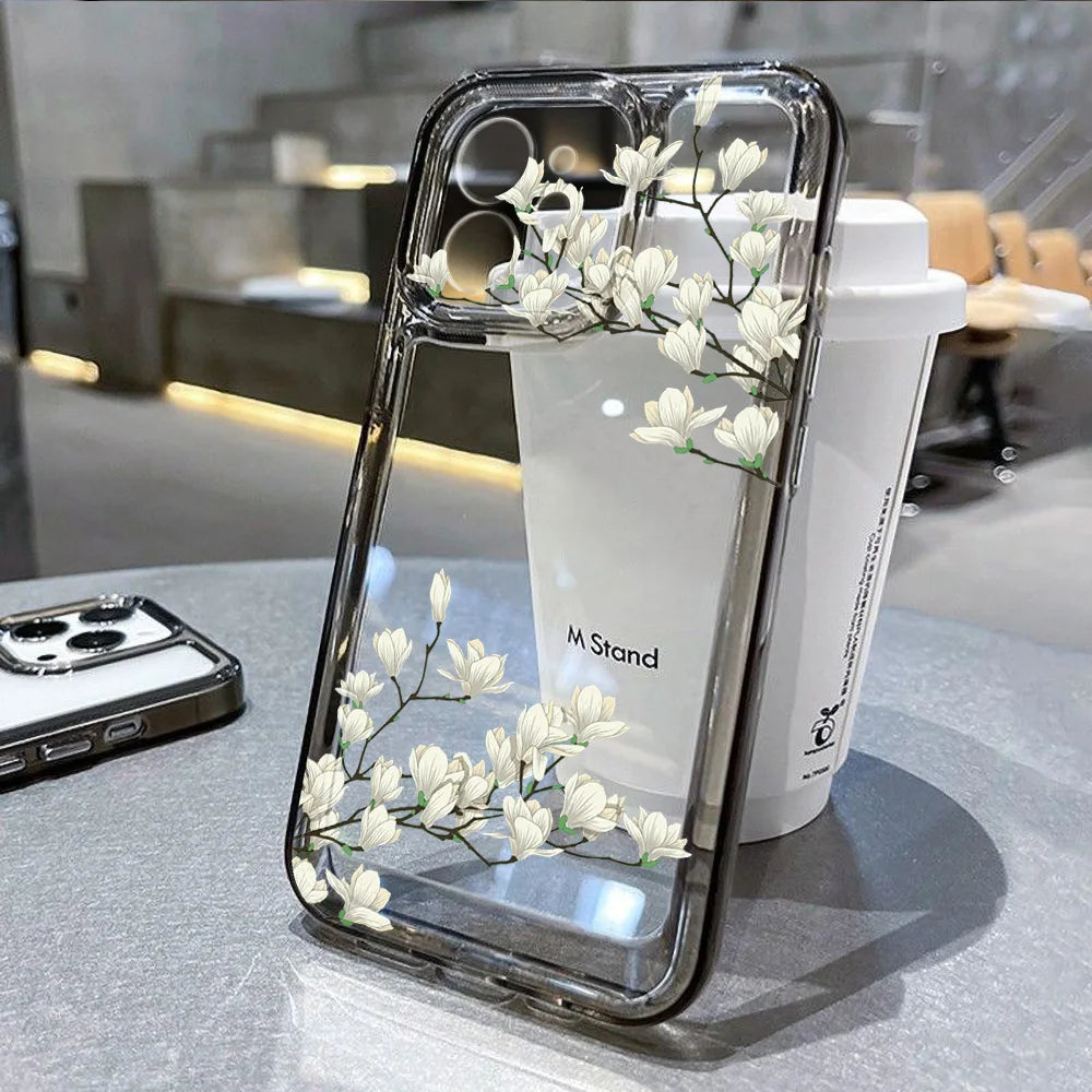Lotus Flower Transparent Phone Case For iPhone