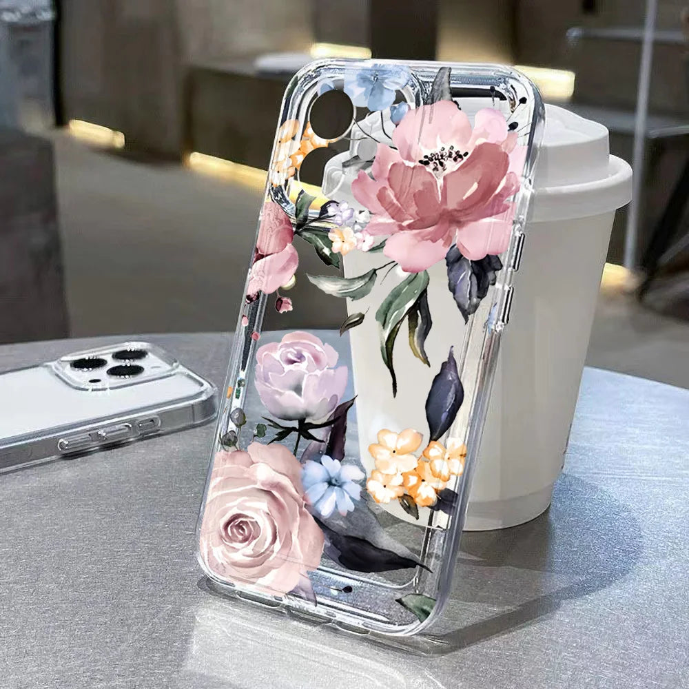 Lotus Flower Transparent Phone Case For iPhone