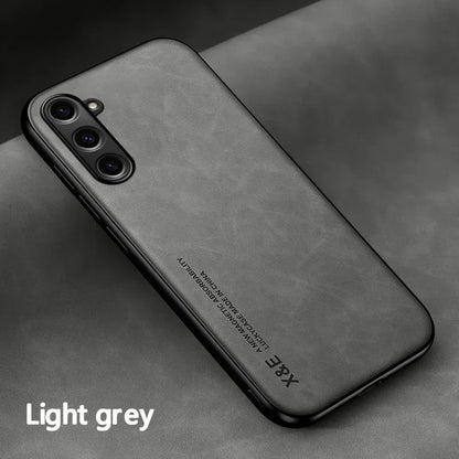 Luxury Leather Case For Samsung S25 S24 S23 Ultra S24 FE A16 A15 A56 A55 A36 A35 5G Cover With Metal Plate Support Car Hold