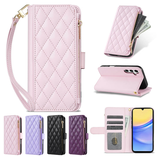 Zipper Card Slot Magnetic Flip Leather Case For Samsung Galaxy