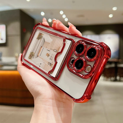 Luxury Plating Transparent Wallet Card Holder Phone Case For iPhone