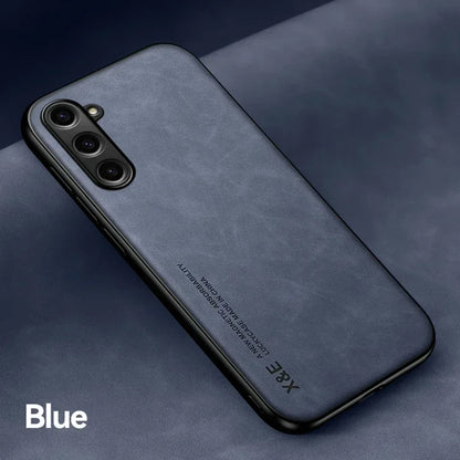 Luxury Leather Case For Samsung S25 S24 S23 Ultra S24 FE A16 A15 A56 A55 A36 A35 5G Cover With Metal Plate Support Car Hold