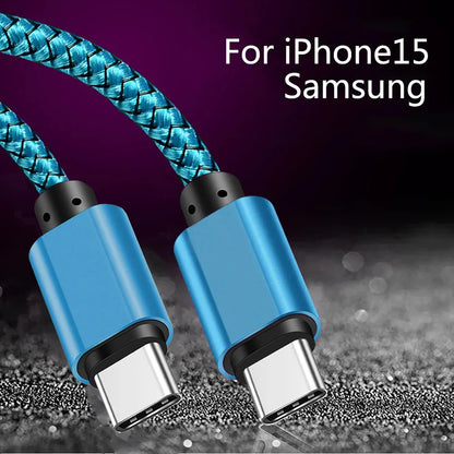 PD 60W Type C to Type C Expansion Link Cable Fast Charging Nylon Braided Date Cable For Apple 15 lpad Huawei phone  Accessories