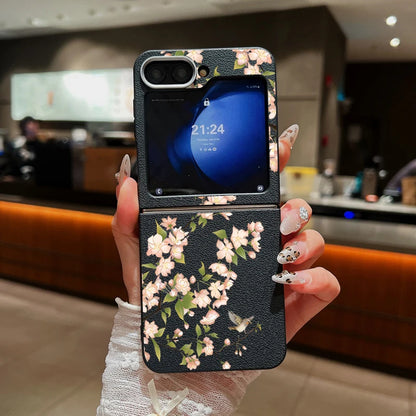 Flower Printed Leather Texture Soft Case For Samsung Galaxy Z Flip