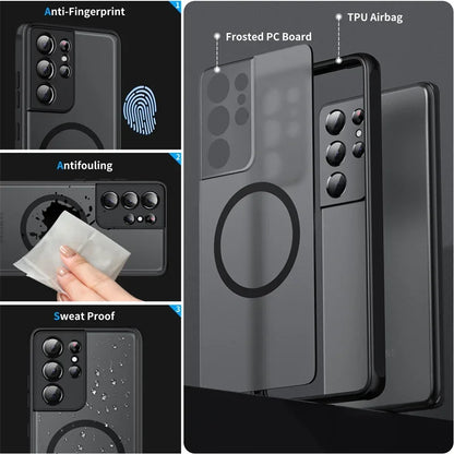 Matte Magnetic For Samsung Galaxy S25 S24 S23 S22 S21 S20 Ultra Plus FE A54 A53 A13 Note 20 10