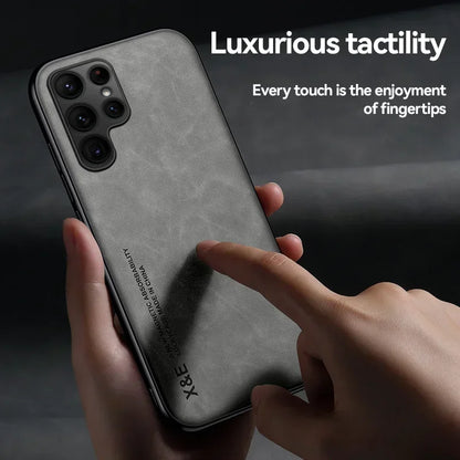 Luxury Leather Case For Samsung S25 S24 S23 Ultra S24 FE A16 A15 A56 A55 A36 A35 5G Cover With Metal Plate Support Car Hold