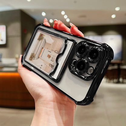 Luxury Plating Transparent Wallet Card Holder Phone Case For iPhone