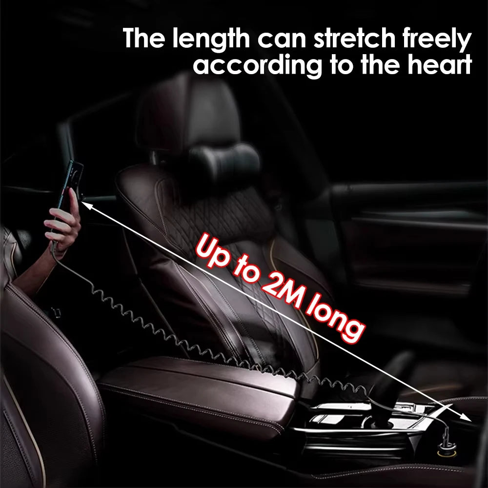 NNBILI 60W C-C Fast Charging Cable 5A Spring Telescopic Car Charger Cable High Speed Charging Data Cable Phone Accessories ﻿