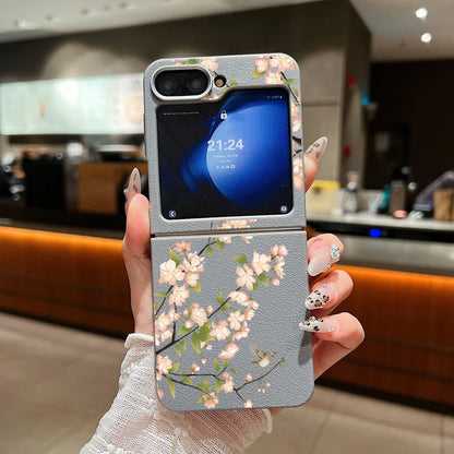 Flower Printed Leather Texture Soft Case For Samsung Galaxy Z Flip