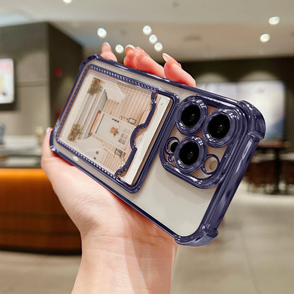 Luxury Plating Transparent Wallet Card Holder Phone Case For iPhone