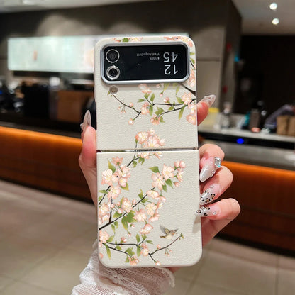 Flower Printed Leather Texture Soft Case For Samsung Galaxy Z Flip