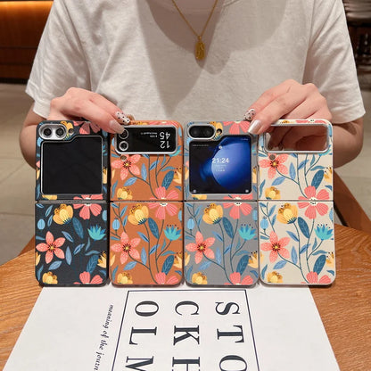 Flower Printed Leather Texture Soft Case For Samsung Galaxy Z Flip