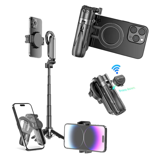 Upgrade Magnetic Selfie Stick with Detachable Wireless Remote Control Retractable Handheld Selfie Stick for Smartphones