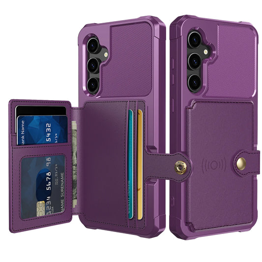 Magnetic Cards Slot Leather Wallet Case For Samsung Galaxy