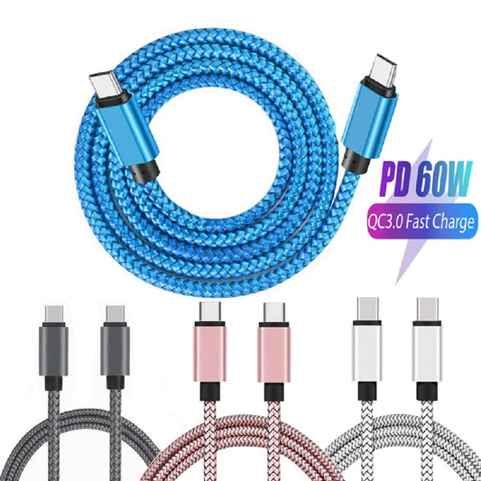 PD 60W Type C to Type C Expansion Link Cable Fast Charging Nylon Braided Date Cable For Apple 15 lpad Huawei phone  Accessories